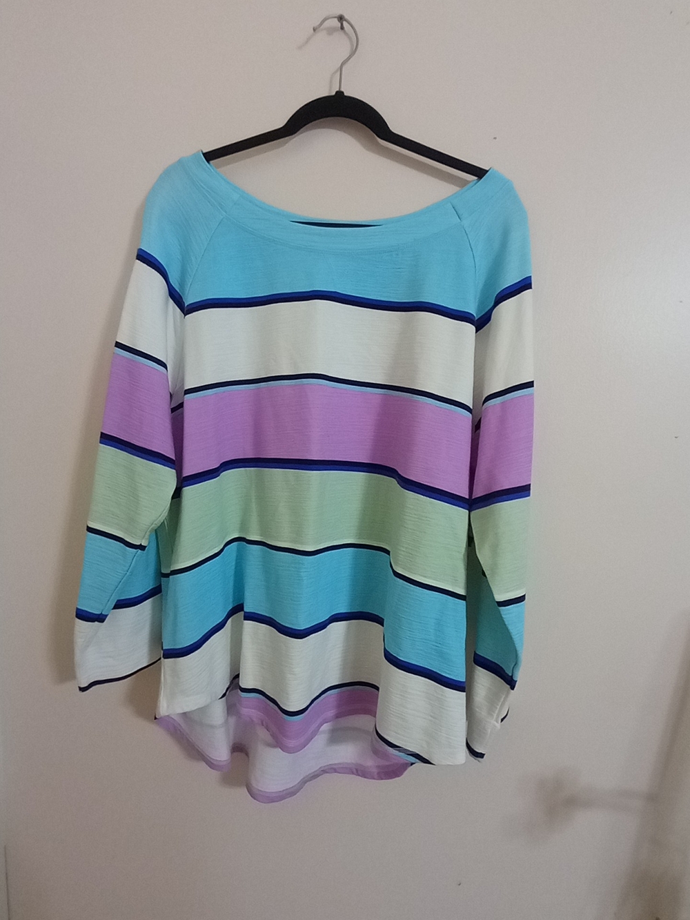T By TALBOTS 3X Pastel Striped Boatneck Tunic USP 50 NWOT